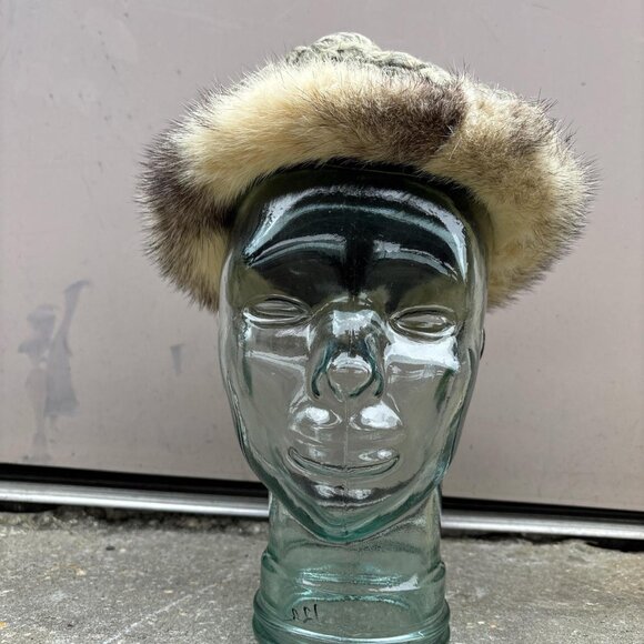 Vintage Adolfo Fur Hat Womens S Curly Lambs Wool Fur Trim Designer New York - Picture 5 of 8